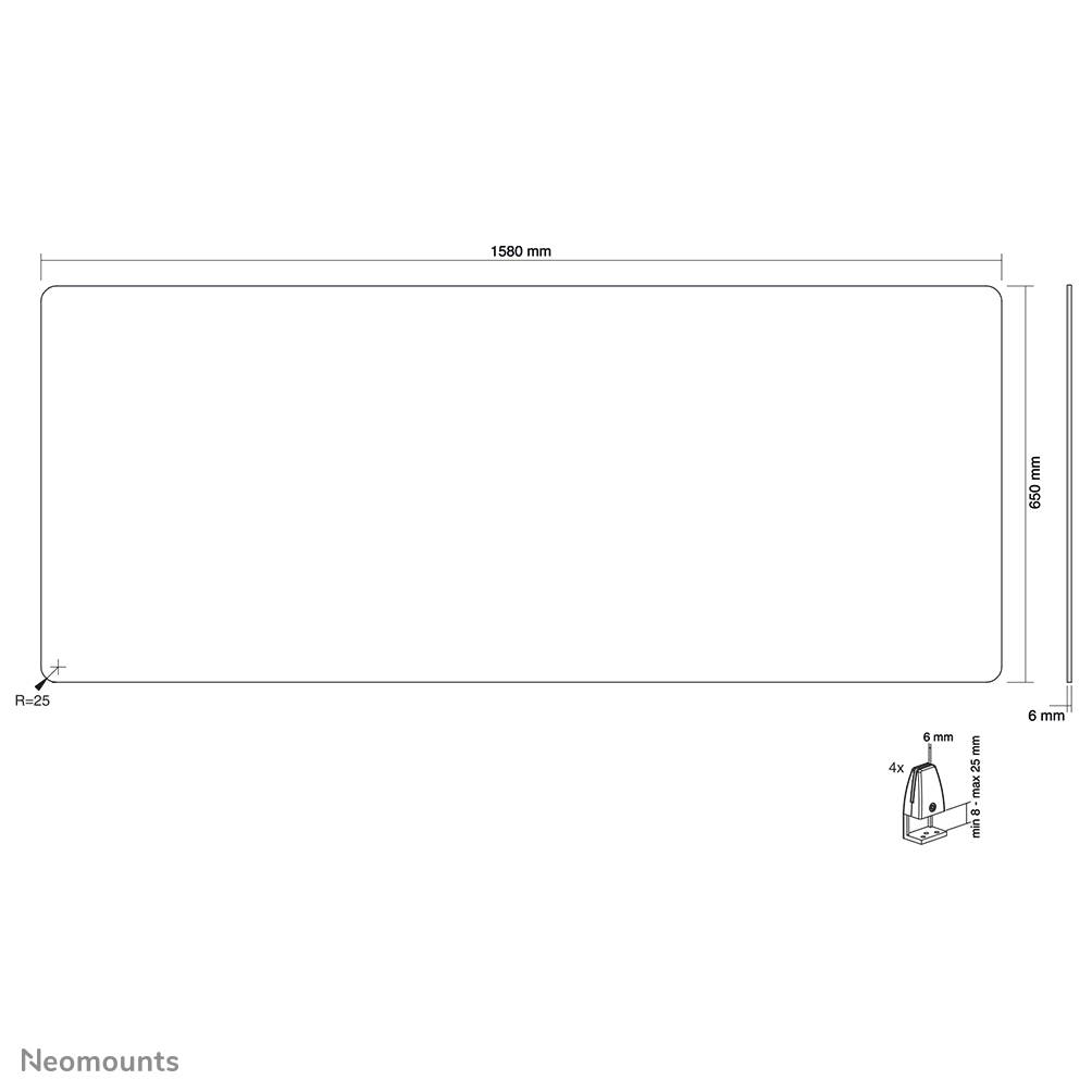 Neomounts NS-GLSPROTECT160 Écran de sécurité en verre trempé - l 158 cm
